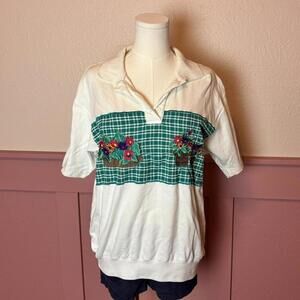 cottage grandma garden floral top bechamel sz small cotton vintage